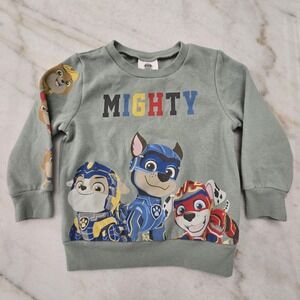 Paw Patrol Mighty Green Sweatshirt  Boys 2T Chase Marshall Rubble Fair Condition